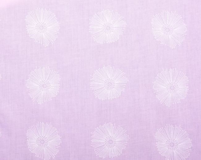 Bavlnená blúzkovina v ružovej farbe s bielymi kvetmi 11056/012