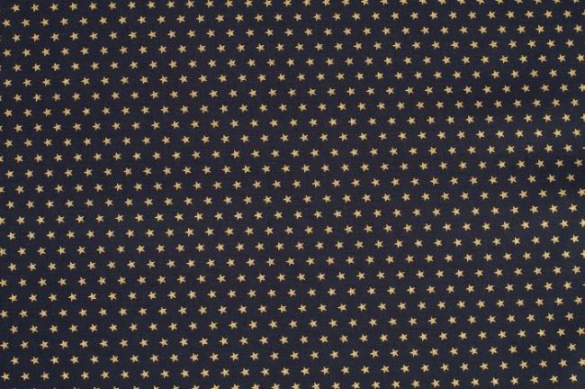 Vianočná látka z bavlny v tmavo modrej farbe so zlatou hviezdičkou 05179/008