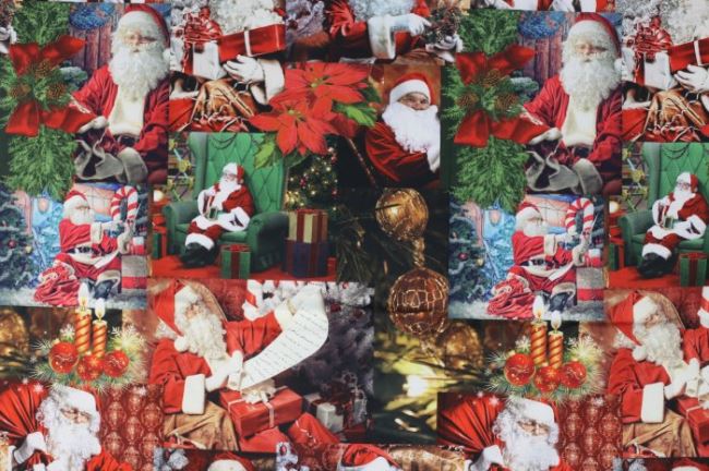 Dekoračná látka s vianočným motívom Santa Claus 1084/015