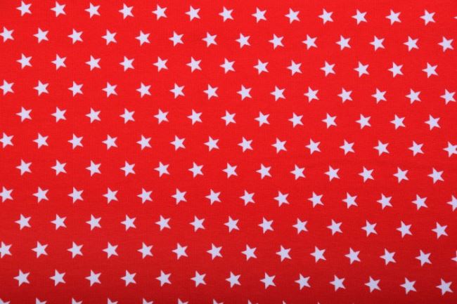 Bavlnený úplet v červenej farbe s potlačou hviezd KC9590-115