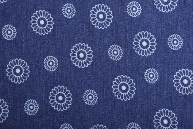 Džínsovina v modrej farbe s potlačou kvetín 12002/008