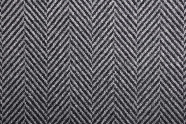 Kabátová látka v šedej farbe so vzorom rybia kosť 90625/001