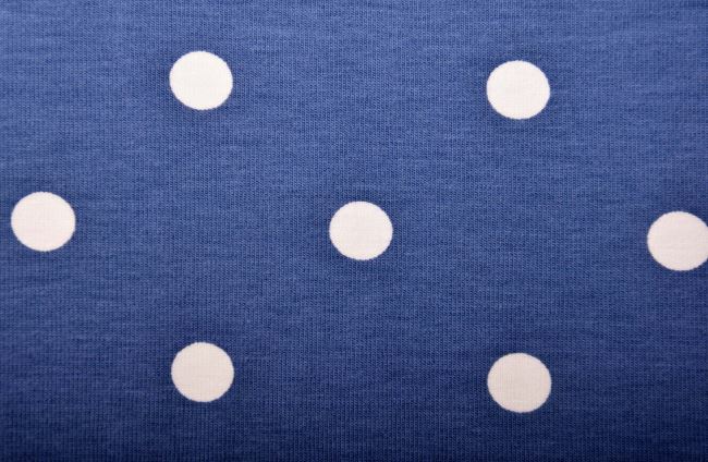 Bavlnený úplet v modrej farbe s potlačou bodiek 11810/006