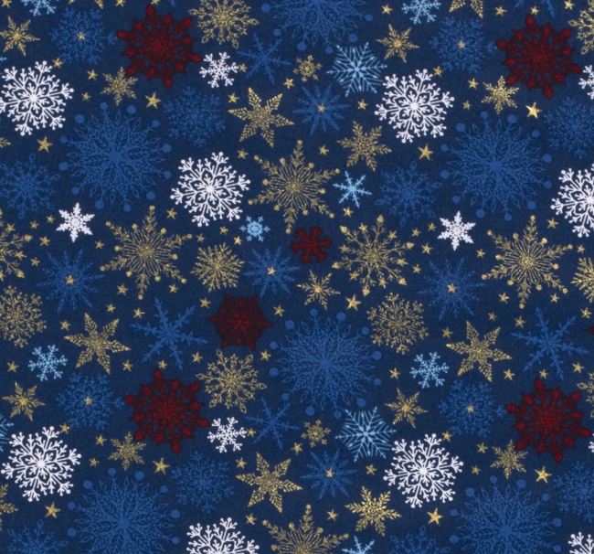 Vianočná bavlnená látka v modrej farbe 18714/008