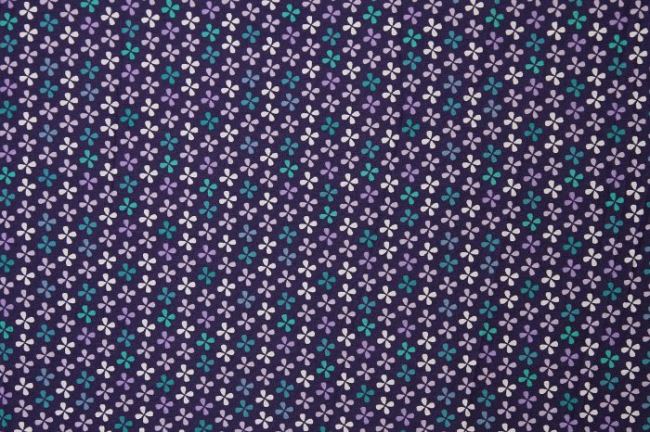 Bavlna vo fialovej farbe so štvorlístkami 6504/045